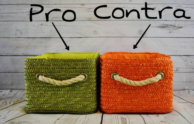 2 cajas de colores una para los pros y otra para los contra