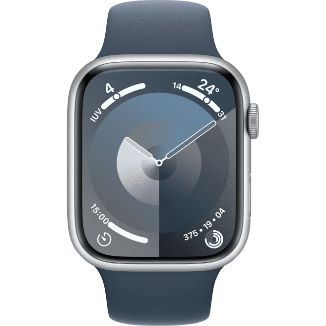 Apple Watch Series 9 GPS + Cellular 45mm Plata con azul