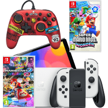 Nintendo Switch OLED con MK8 Super Mario Bros Wonder y Mando MK8