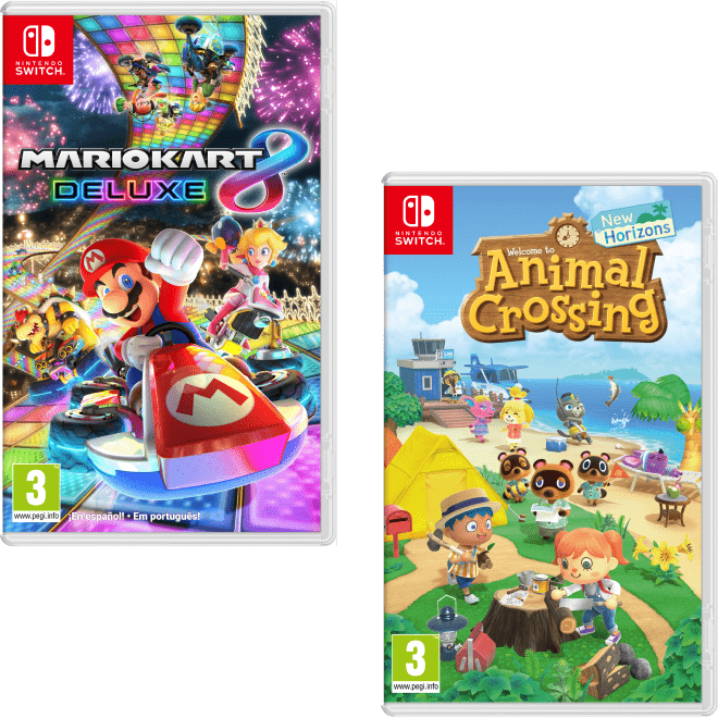 Nintendo Switch Neon con MK8 Deluxe Animal Crossing New Horizons y Accesorios