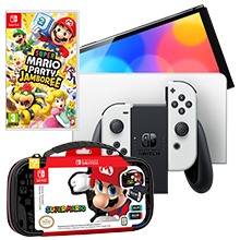 Nintendo Switch OLED con Mario Party Jamboree y Bolsa licenciada Mario