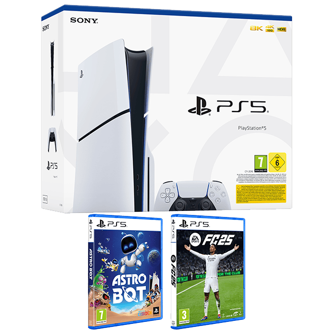 Playstation PS5 Slim con Astro Bot y FC2025