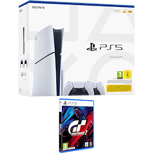 Sony PS5 Slim con juego Gran Turismo 7 y 2 Mandos DualSense